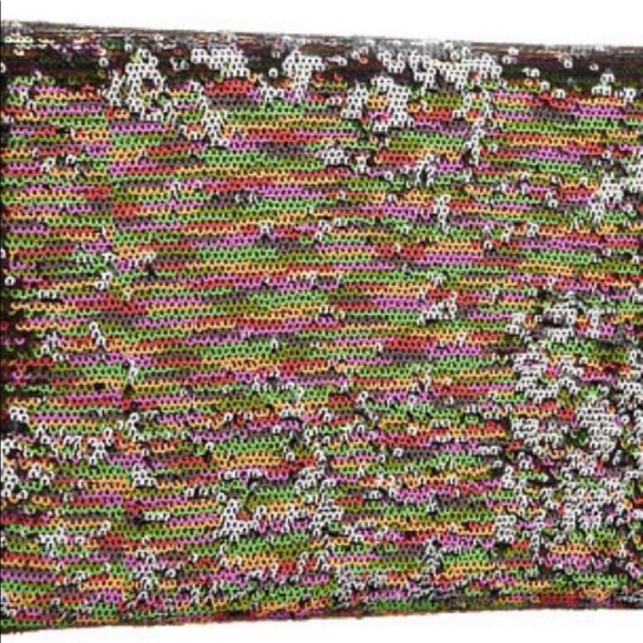 BCBG CLUTCH PURSE HANDBAG RAINBOW SEQUIN HARLOW BAG BLACK - Picture 4 of 9